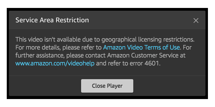 Amazon Prime Video Error 4601 Watch In Canada